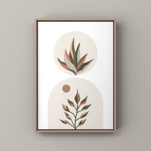 Mid century modern abstract leave Nordic art print